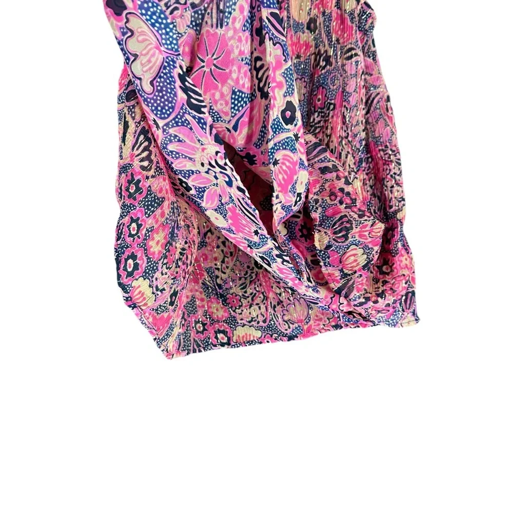 A.L.C. Women’s 4 Hayley Printed Top Silk Blend Chiffon Flutter Sleeve Blouse - Picture 12 of 14